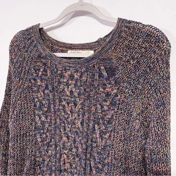 🌸 4/$20 Marled Multicolored cable knit sweater large - Picture 5 of 6